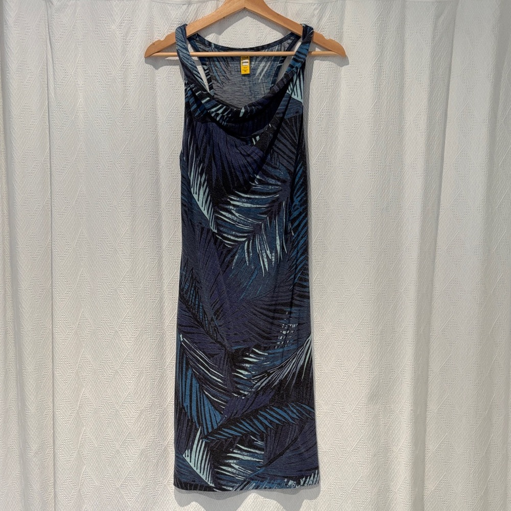 Lole cotton jersey Blue Leaf Print Racerback Dress